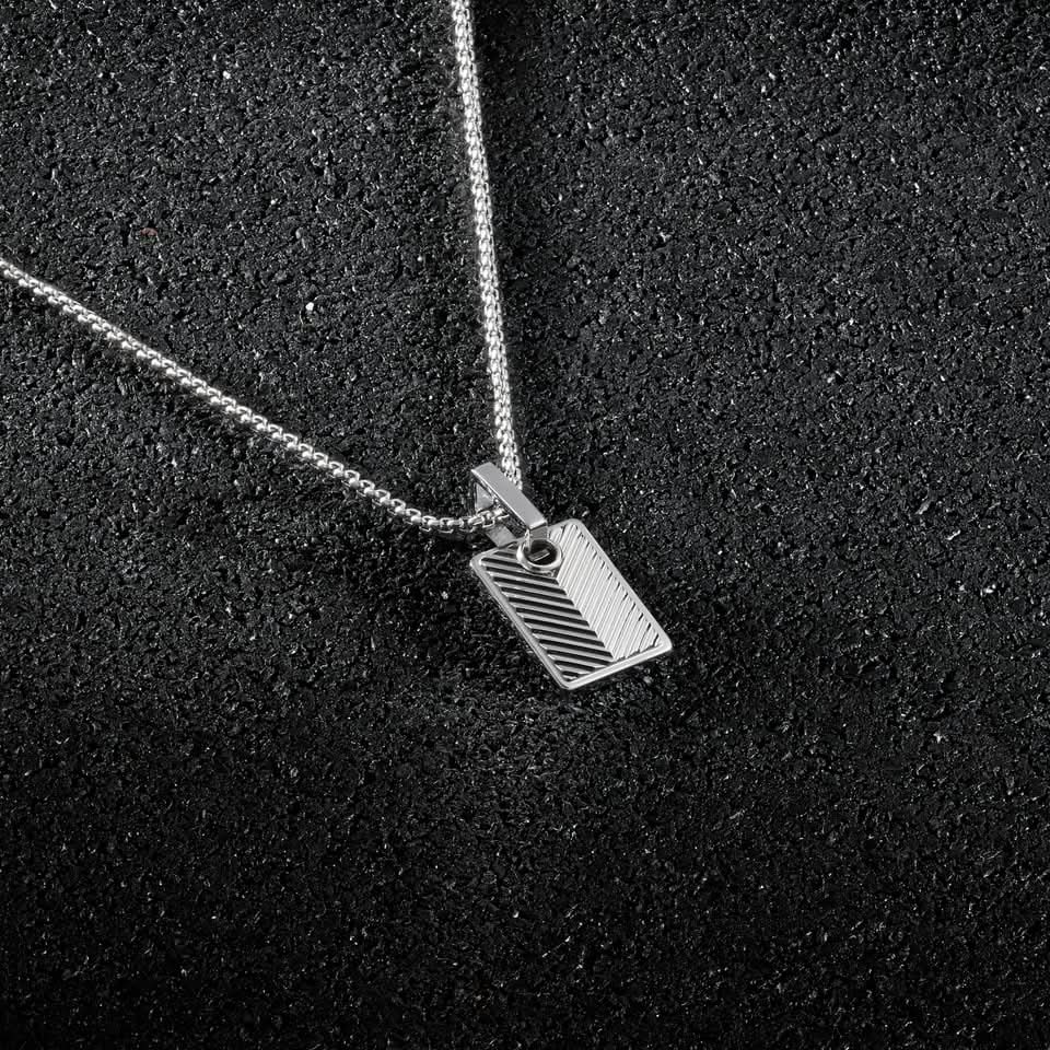Chevron Pendant Square - Silver