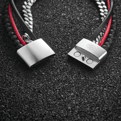 Tarmac Chain Multi-cuff Bracelet - Silver