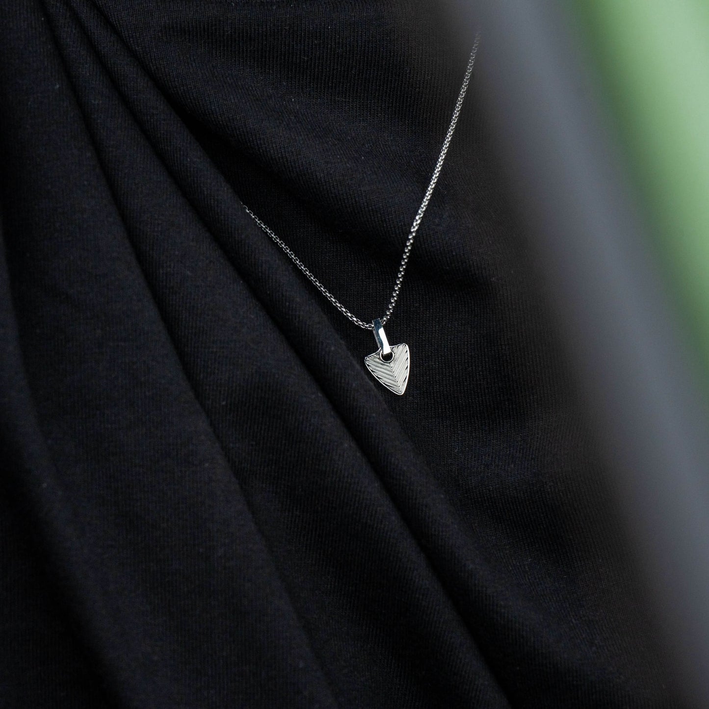 Chevron Pendant Shield - Silver