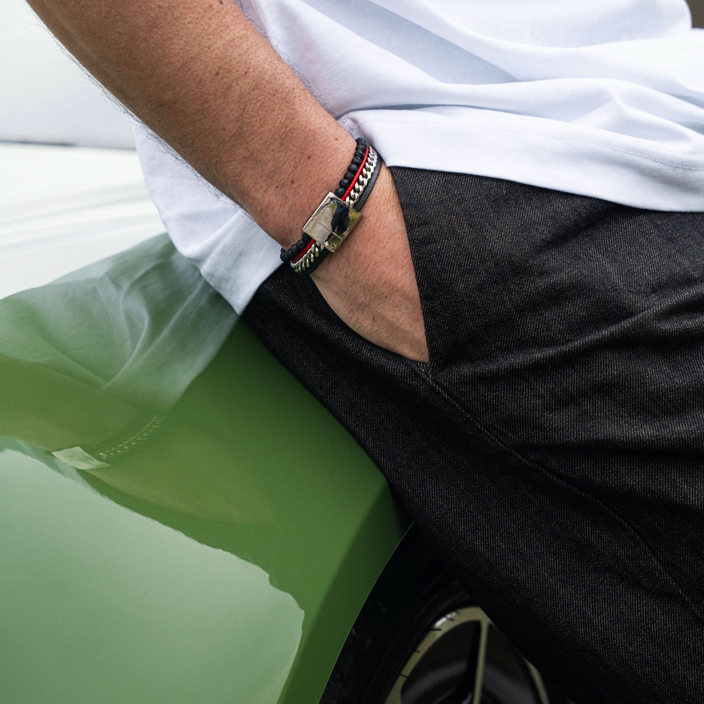 Tarmac Chain Multi-cuff Bracelet - Silver