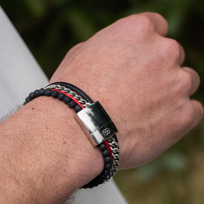 Tarmac Chain Multi-cuff Bracelet - Silver
